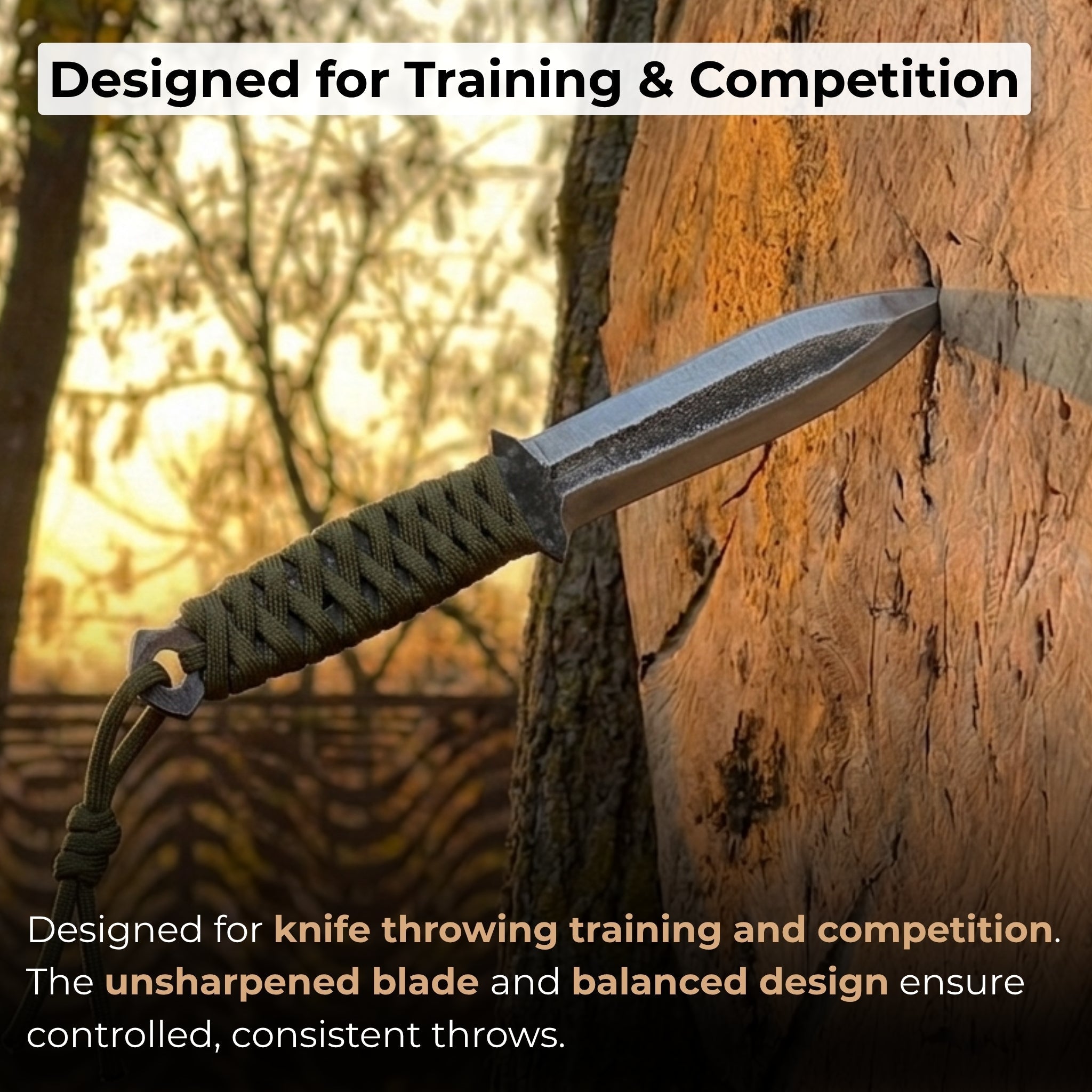 3-Piece Hand-Forged Throwing Knife Set, 22 cm (8.6 inches)