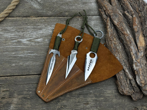 3-Piece Throwing Knife Set with Leather Roll