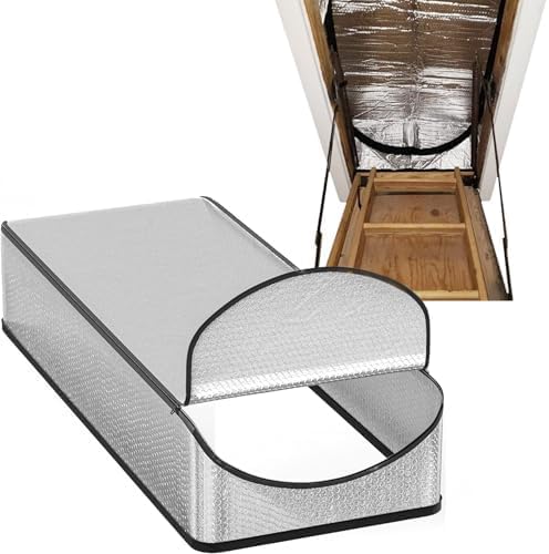 Attic Door Insulation Cover for Pull Down Ladder or Stair 25" x 54" x 11"- R-Value 15.6 Extra Thick Fire Proof Attic Tent Stairway Insulator with Easy Installation, Door Seal Hatch by Miloo