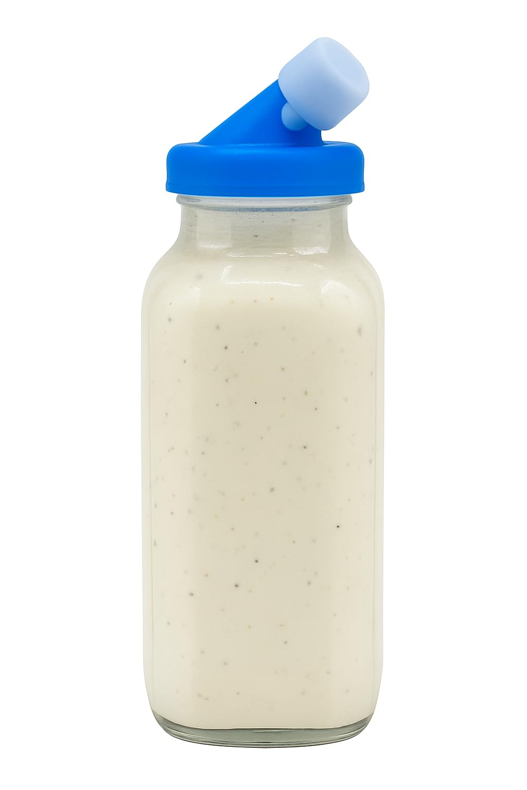 kitchentoolz Salad Dressing Container Glass Bottles – 16oz Glass Salad Dressing Shaker Bottle 4-Pack with Non-Metal Silicone Lids for Dressings, Marinades, Sauce