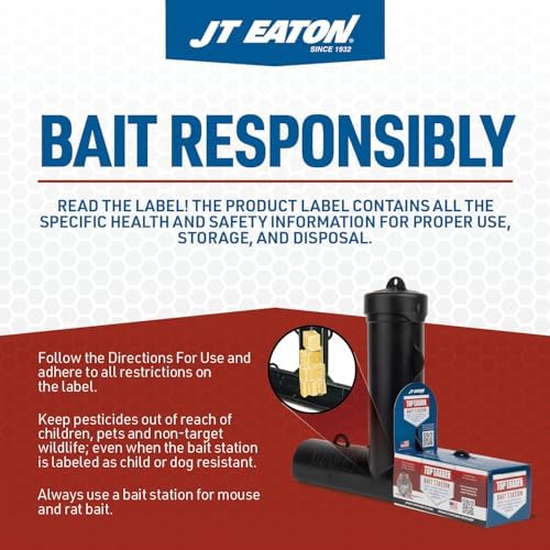 JT Eaton Bait Block Peanut Butter Flavor Rodenticide – 4 lb. Pail – Effective Rodent Control Bait Blocks – Long-Lasting and Easy to Use