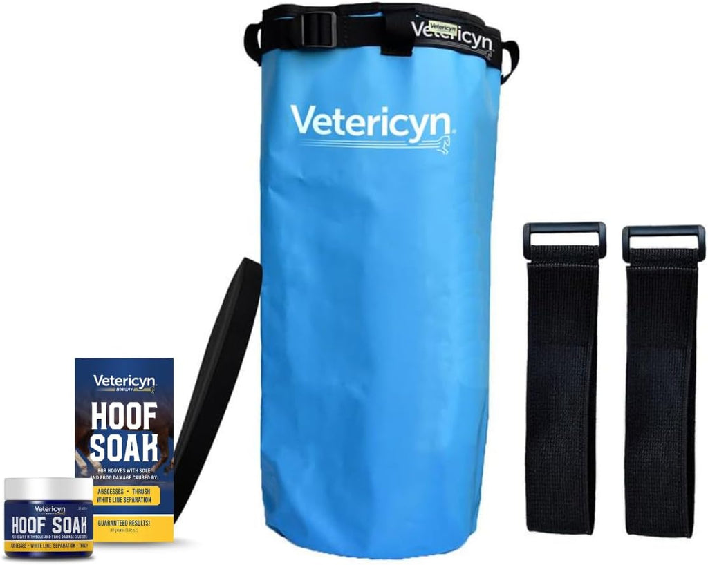 Vetericyn Mobility Hoof Soak and Hoof Boot Bundle | Single Hoof Treatment and Soaking Boot for Hooves with Sole and Frog Damage Caused by Abscesses, White Line Separation, and Thrush. 30 Grams