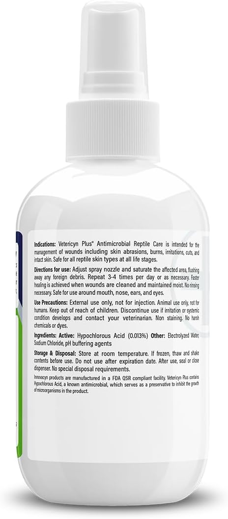 Vetericyn Plus Reptile Wound Care Spray | Reptile Skin Repair, Help Care for Reptile Wounds, Including Scale Rot, Lamp Burns, and Shedding. 3 Ounces