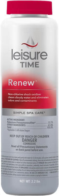 Leisure Time RENU2 Renew Non-Chlorine Shock Treatment, Non-Chlorine Oxidizer for Hot Tubs and Spas, Restores Water Clarity and Freshness, Gentle on Skin, 2.2 lbs