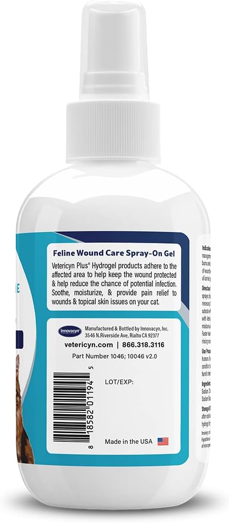 Vetericyn Plus Cat Wound Care Hydrogel Spray | Feline Healing Aid and Wound Protectant, Sprayable Gel to Relieve Cat Itchy Skin. 3 Ounces