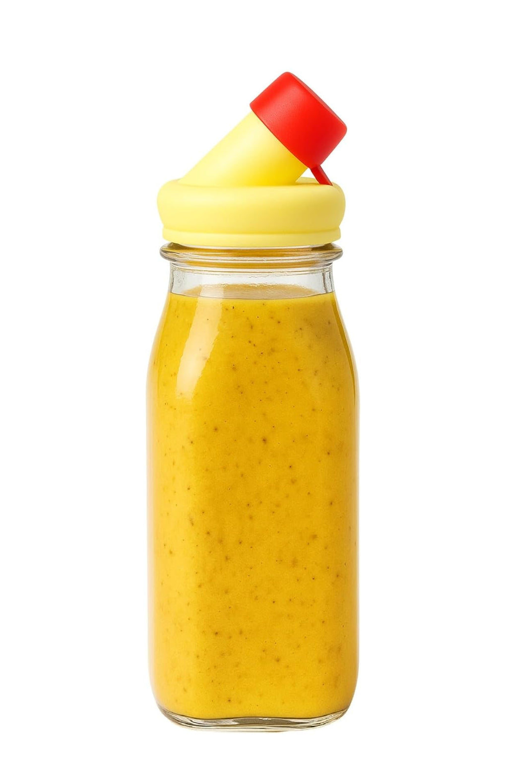 kitchentoolz Salad Dressing Shaker Bottle – 12oz Carafe Glass Bottle with Silicone Pour Spout and Tamper-Proof Lid for Sauces and Marinades - Salad Dressing Dispenser Container