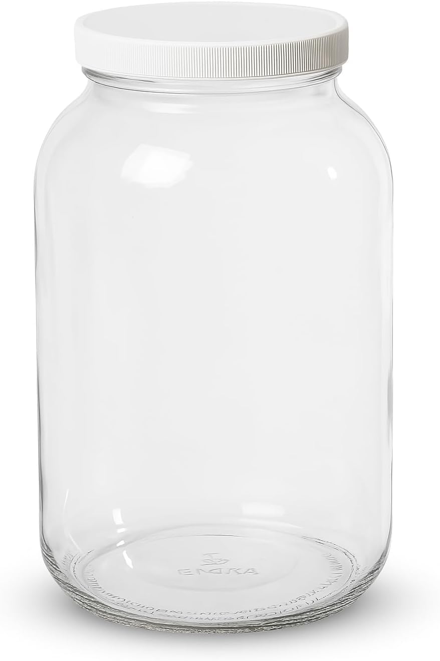 1 Gallon Mason Glass Jar with Lid – Wide Mouth Glass Storage Jar with Airtight Lid, Kitchen Pantry Container with Measurement Markings for Cookies, Candy, Flour Jar, Sugar & Dog Treats