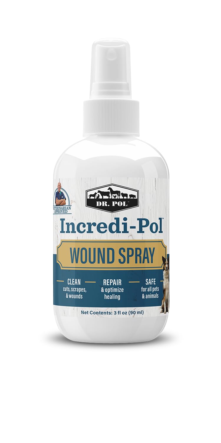 Dr. Pol Incredi-Pol Wound Spray for Dogs, Cats, Horses, and All Animals - Dog Wound Care to Clean Cuts, Scrapes, Hot Spots, and More - Repair Skin and Promote Healing - 3 Fluid Ounces