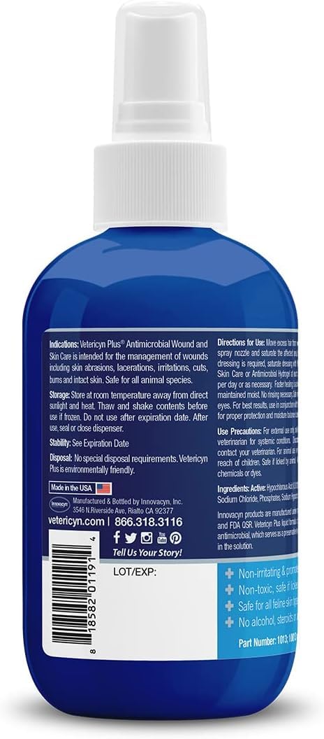 Vetericyn Plus Cat Wound Care Spray | Feline Healing Aid and Skin Repair for Wounds, Sores, and Abrasions, Provides Itch Relief for Cats Irritated Skin. 3 Ounces