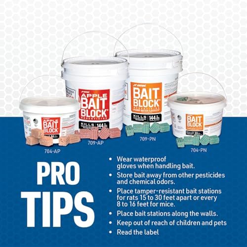 JT Eaton Bait Block Peanut Butter Flavor Rodenticide – 4 lb. Pail – Effective Rodent Control Bait Blocks – Long-Lasting and Easy to Use