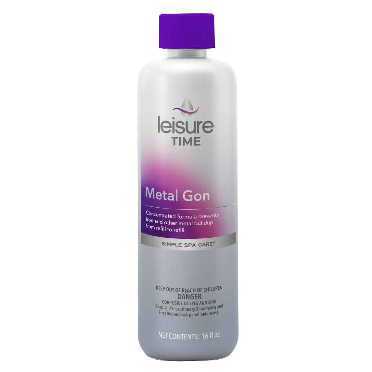 Leisure Time D Metal Gon for Spas and Hot Tubs, Powerful Water Treatment Solution, 16 Ounce