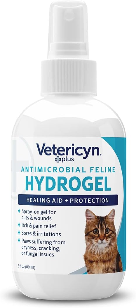 Vetericyn Plus Cat Wound Care Hydrogel Spray | Feline Healing Aid and Wound Protectant, Sprayable Gel to Relieve Cat Itchy Skin. 3 Ounces