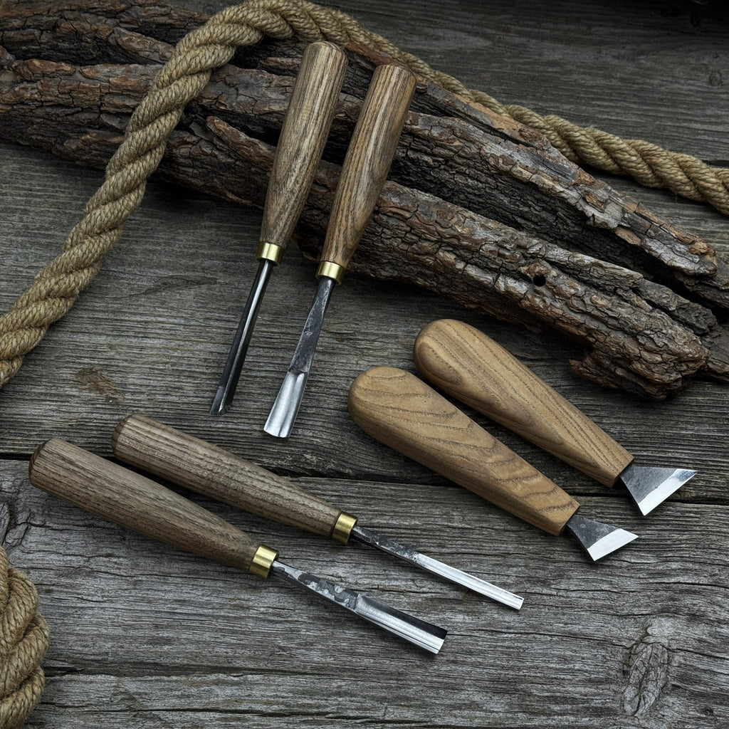 6-Piece Wood Carving Tool Set – Knives, Gouges & Chisels for Detail Work