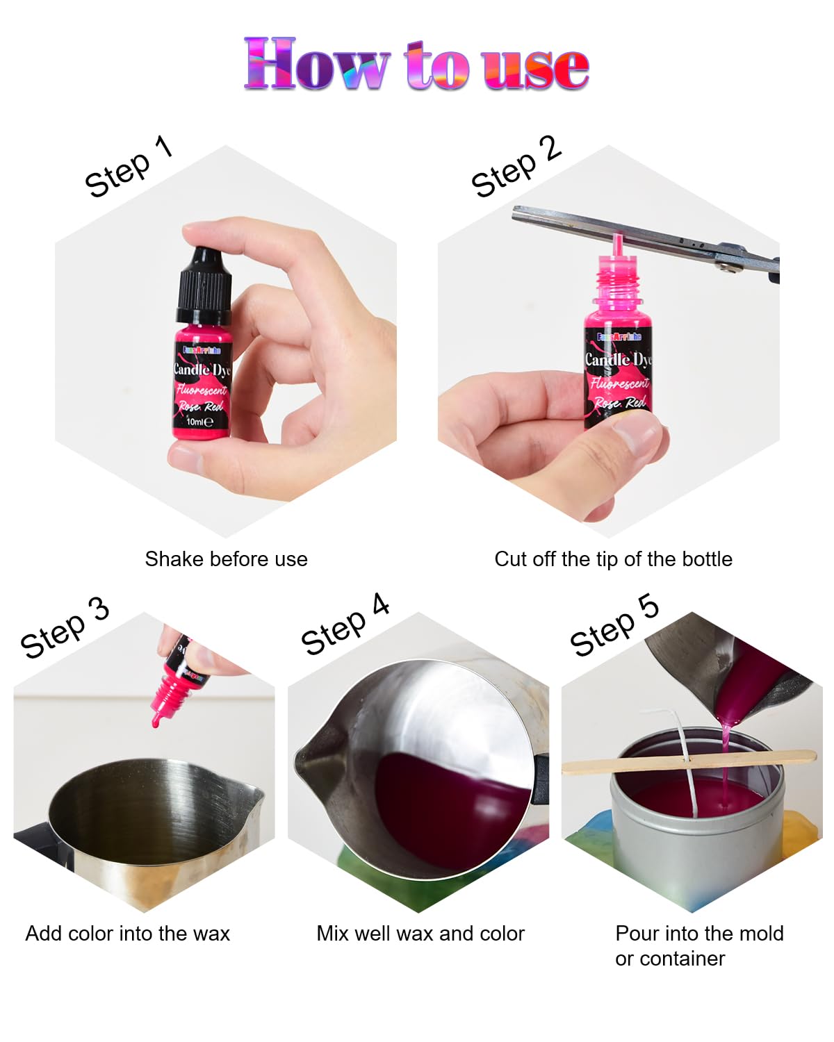 FansArriche Candle Dye - 18 Colors Liquid Oil-Based Dye for Candle Wax, Vivid Candle Color for DIY Candle Making, Highly Concentrated Natural Candle Color