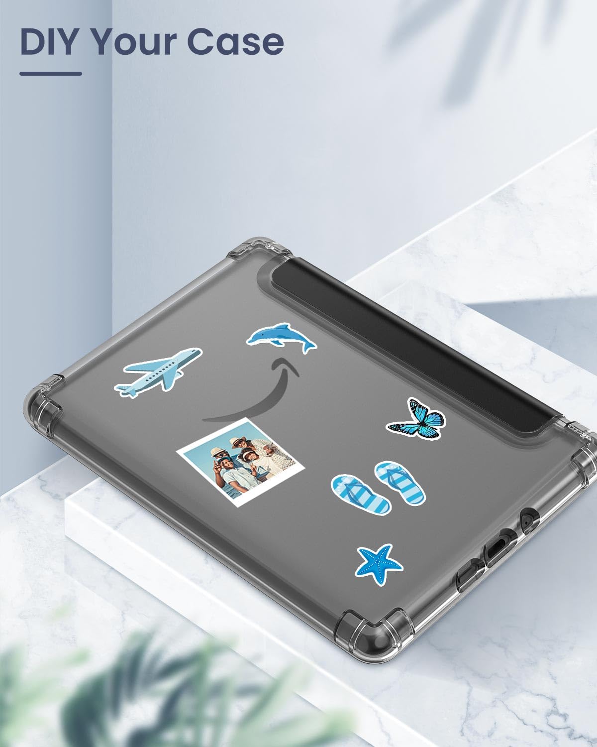 MoKo Case for 6" Kindle (11th Generation-2024/2022 Release), Ultra Clear Soft Flexible Transparent TPU Back Cover Light Shell with Auto Wake/Sleep for Kindle 11th Generation 2024, White Blue Floral
