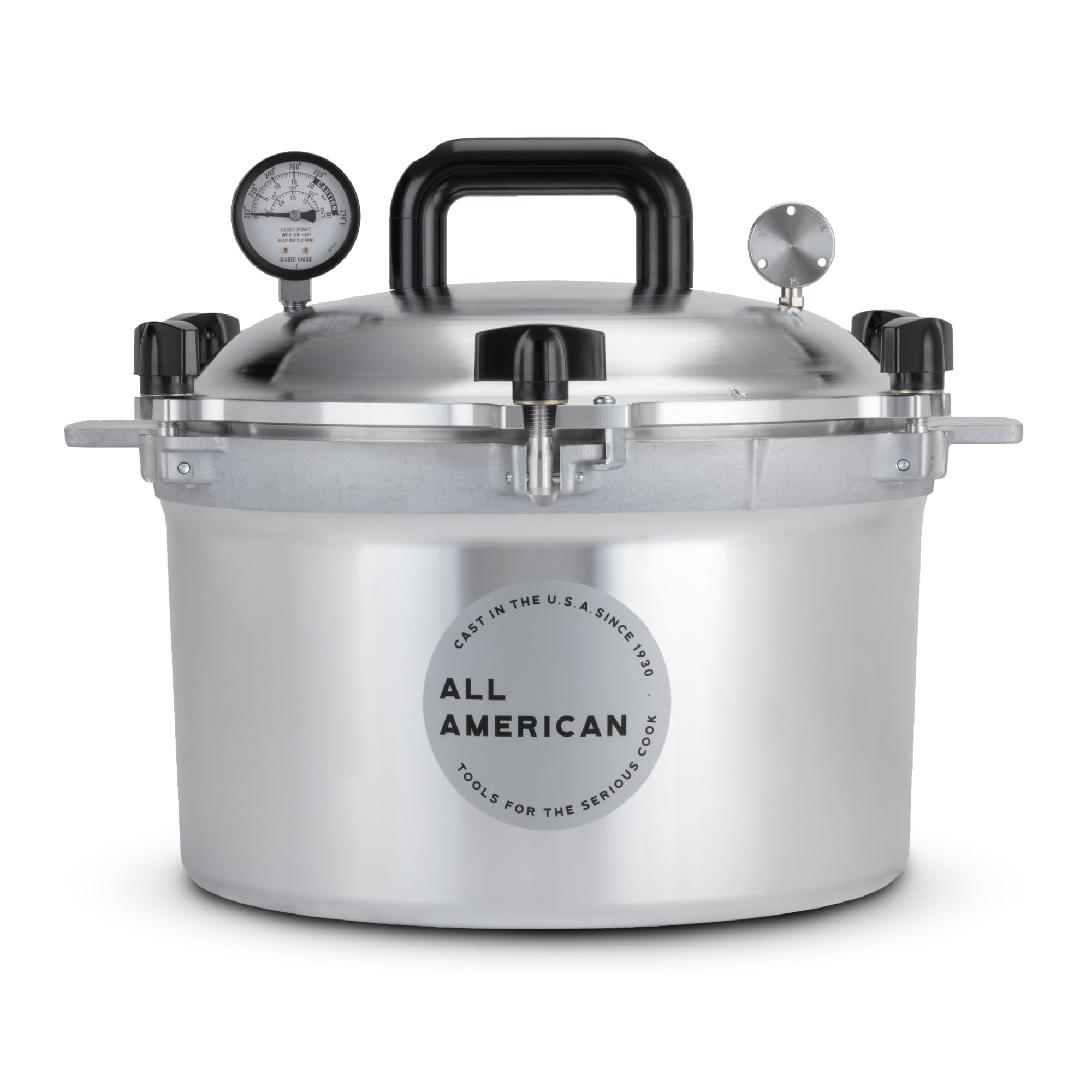 All American 1930: 21.5qt Pressure Cooker/Canner (The 921) - Exclusive Metal-to-Metal Sealing System - Easy to Open & Close - Suitable for Gas, Electric, or Flat Top Stoves - Made in the USA