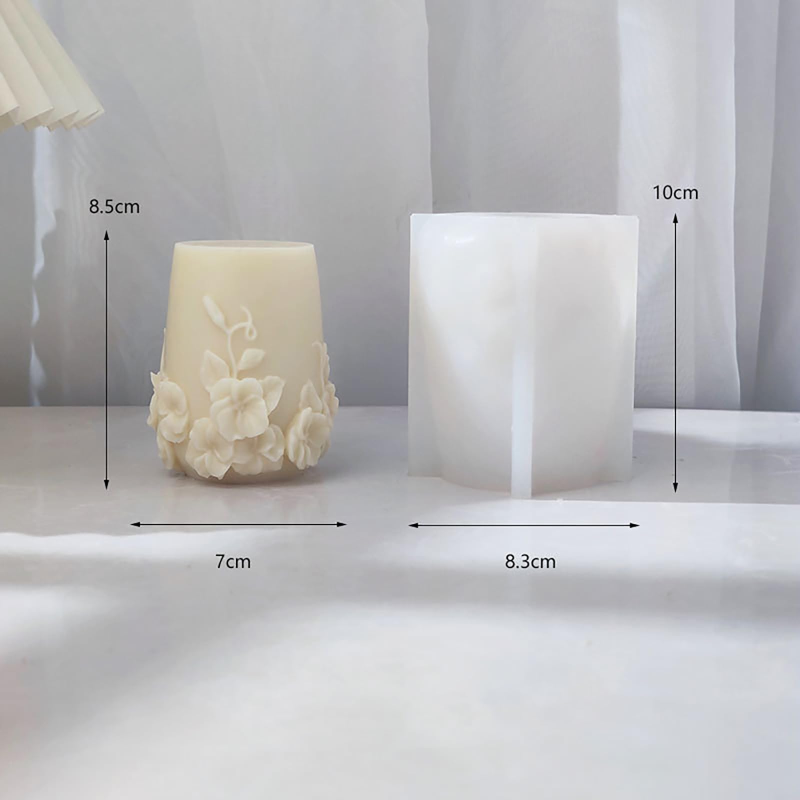 Bottle Candle Molds Cylinder Flower Pillar Mold - Rose Flower - Resin Casting Silicone Molds for Home Decor & Candle Making Wave Spiral Mold