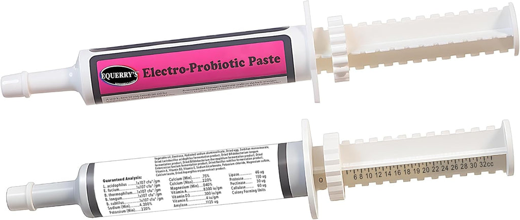 Equerry’s Electro-Probiotic Paste for Horses - 30g | Equine Probiotics & Electrolytes for Stressed Horses | Easy Oral Syringe | Made in USA