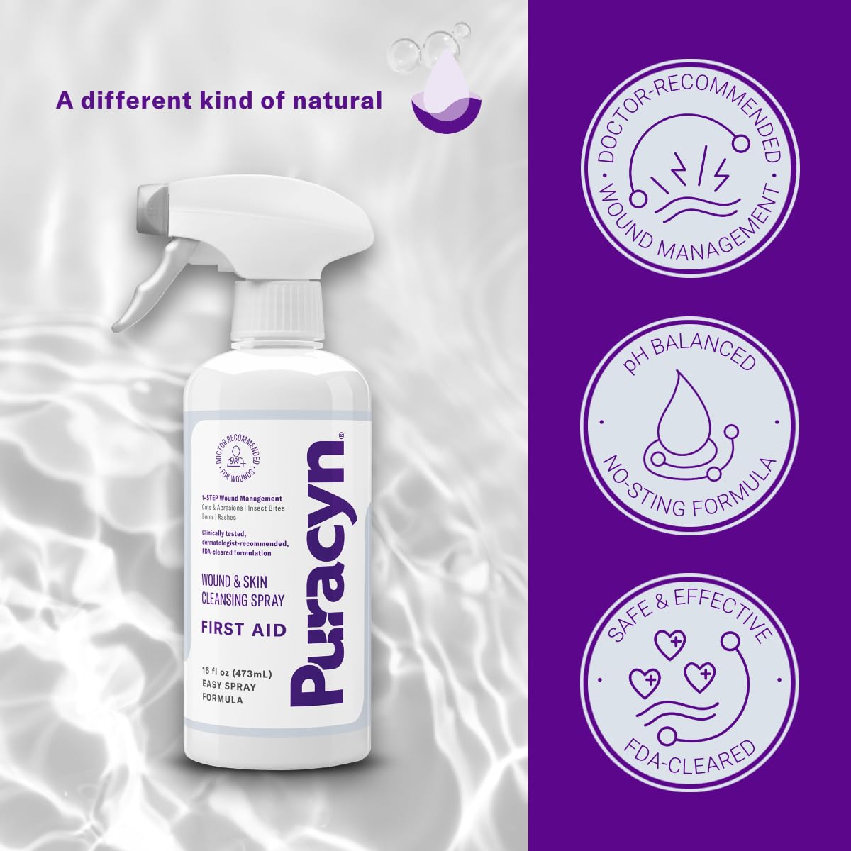 Puracyn First Aid Wound and Skin Cleanser - Hypochlorous-Based Wound Care Spray for Cuts, Scrapes, Minor Sores, Minor Burns, and Other Skin Irritations. 16 Ounces