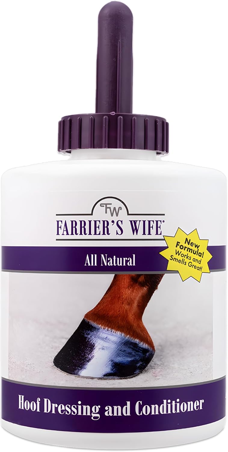 Farrier’s Wife Hoof Dressing & Conditioner for Horses – 30 oz Bottle with Brush | Seals in Moisture for Strong, Crack-Resistant Hooves | Petroleum-Free Horse Hoof Care