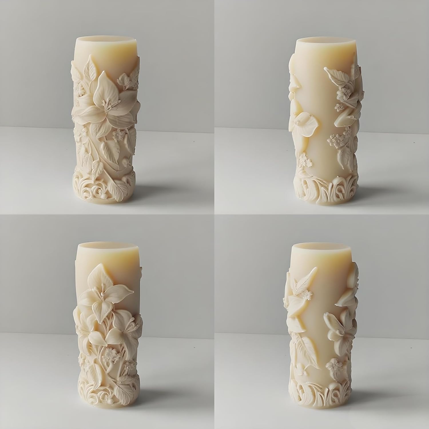Elegant Lily Embossed Candle Molds for Candle Making, 3D Flower Silicone Molds for Candle Soap Wax Resin Clay, Blooming Lily Chocolate Cake Fondant Molds, DIY Floral Art Craft Wedding Decor