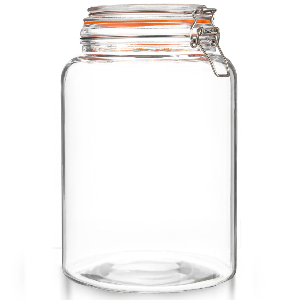 kitchentoolz Large 1 Gallon Glass Mason Jar Extra Wide-Mouth with Hinged Lids, Airtight Leakproof Glass Canning Jars, Container for Preserving, Overnight Oats - Pack of 1
