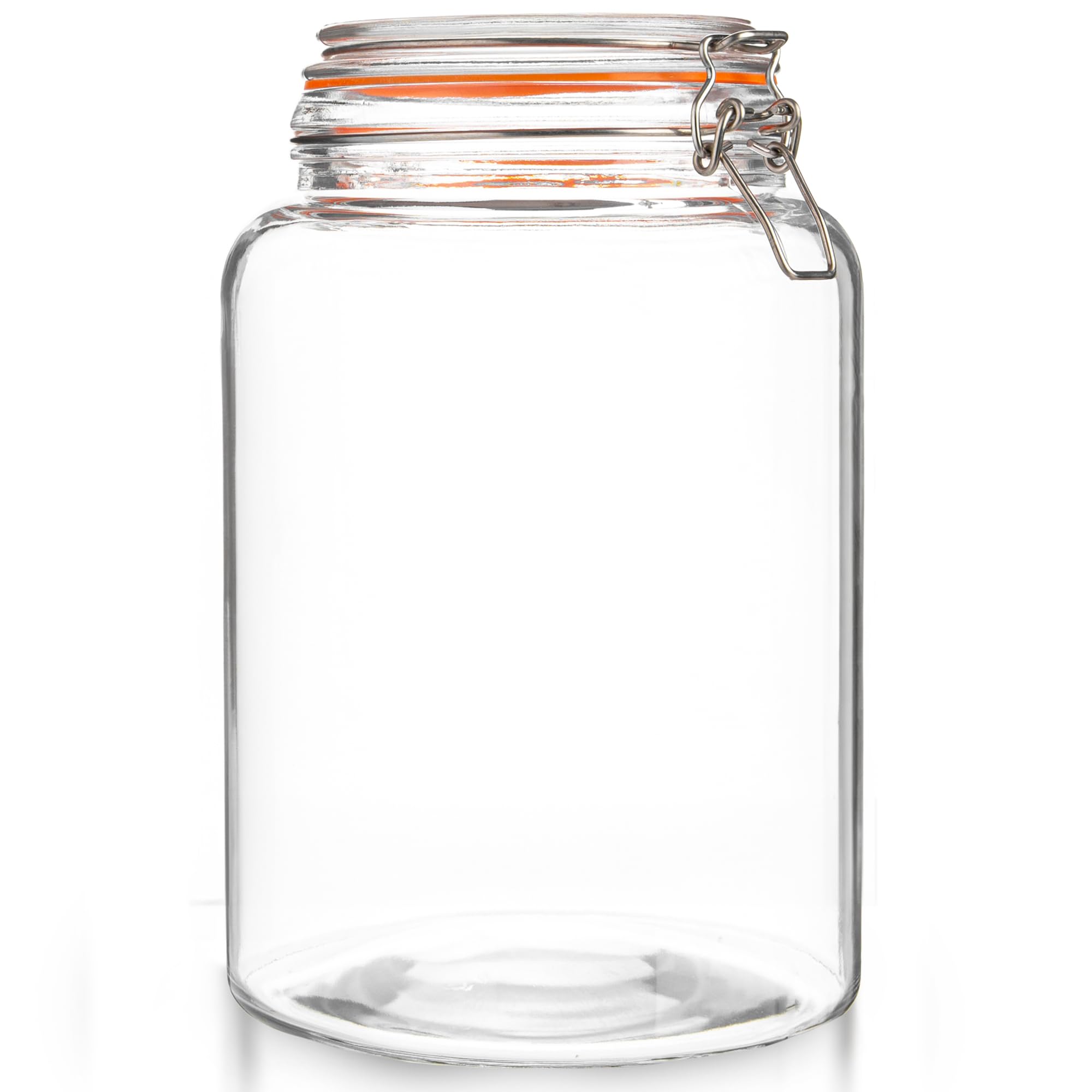kitchentoolz Large 1 Gallon Glass Mason Jar Extra Wide-Mouth with Hinged Lids, Airtight Leakproof Glass Canning Jars, Container for Preserving, Overnight Oats - Pack of 1