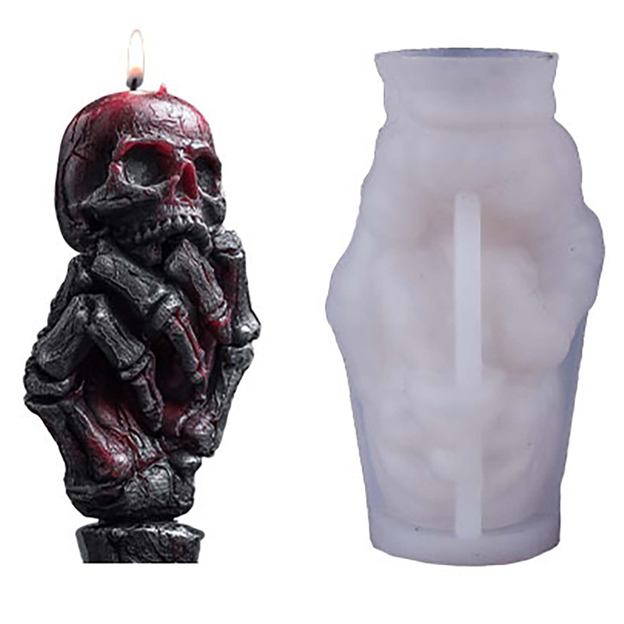 Halloween Skull Hand Ghost Cylinder Molds Silicone Wave Spiral Candle Mold - Silicone Resin Casting Molds for Candle & Resin & Soap Craft Supplies