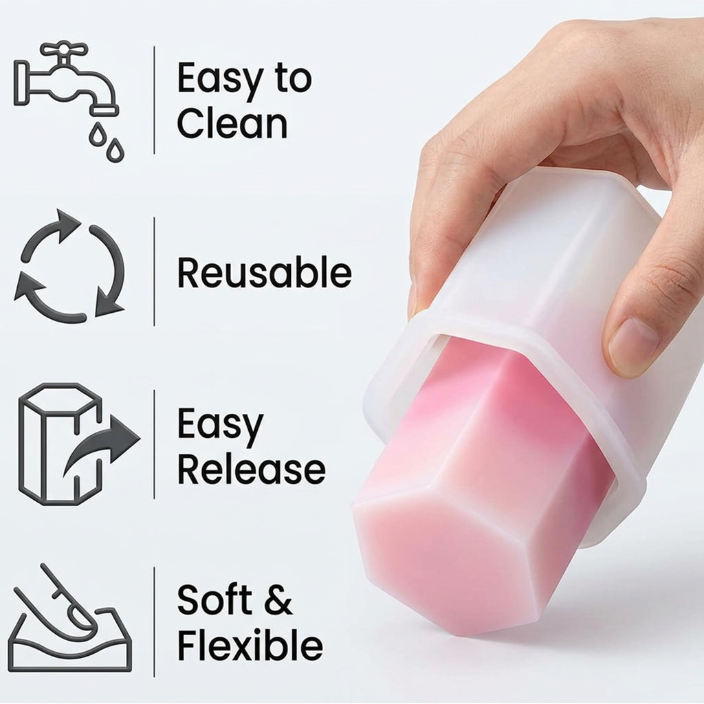 8 Piece Silicone Candle Molds, 2mm Thickened Reinforced Design, Tear-Resistant Molds for Pillar and Votive Shapes, Easy Release, Includes Cylinder, Hexagon, Heart, Moldes para Velas (8)