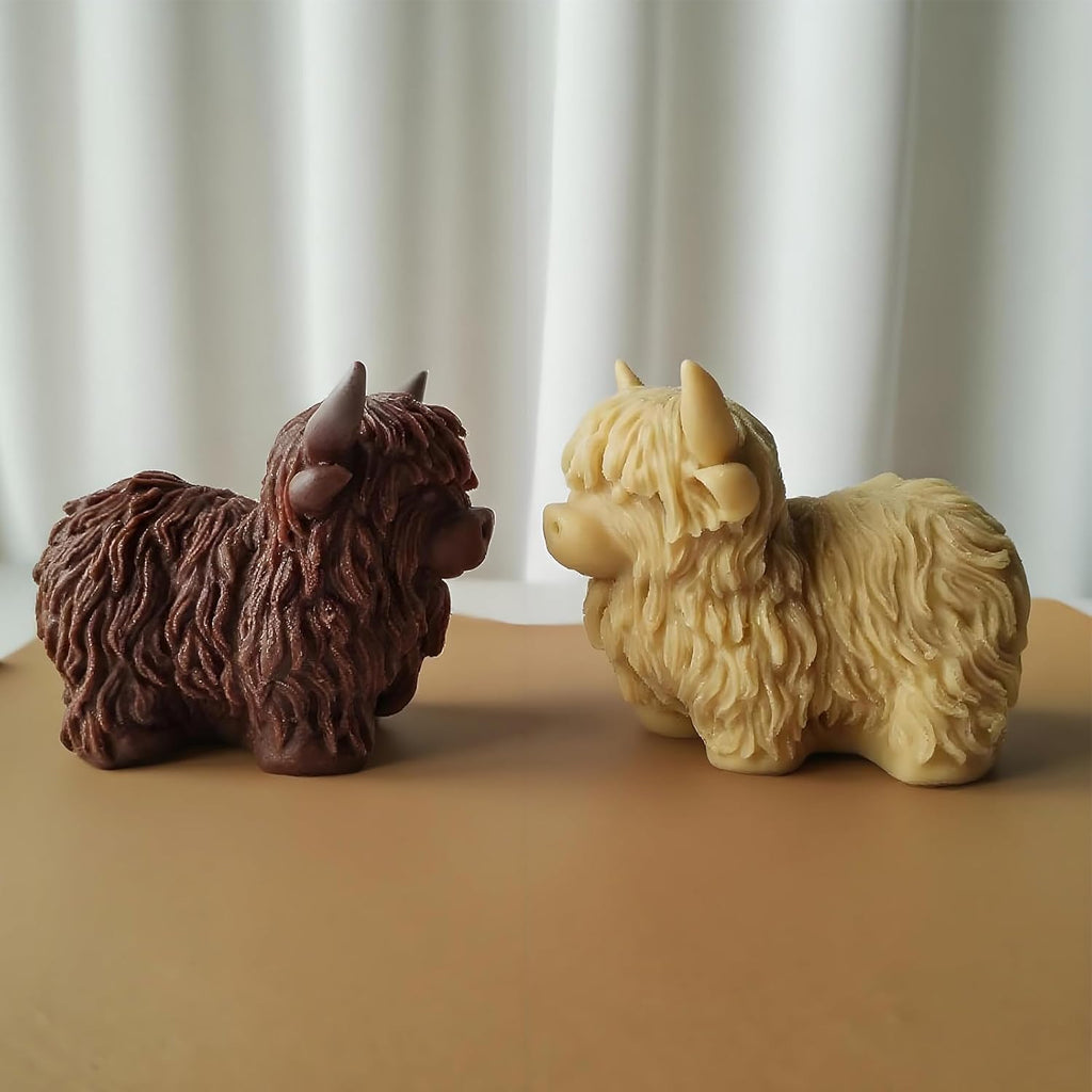 Highland Cow Shape Silicone Molds for Resin Candle Soap, 3D Cow Animal Candle Molds for Candle Making, Unique Fondant Chocolate Cake Decorating Mold, Epoxy Casting Clay Mold DIY Craft Decor