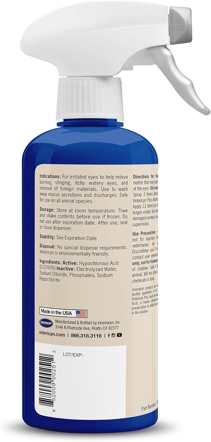 Vetericyn Plus Livestock Pink Eye Spray | Conjunctivitis Relief for Animals, Safe and Non-Toxic Formula to Relieve Redness, Irritation, and Discharge. 16 Ounces