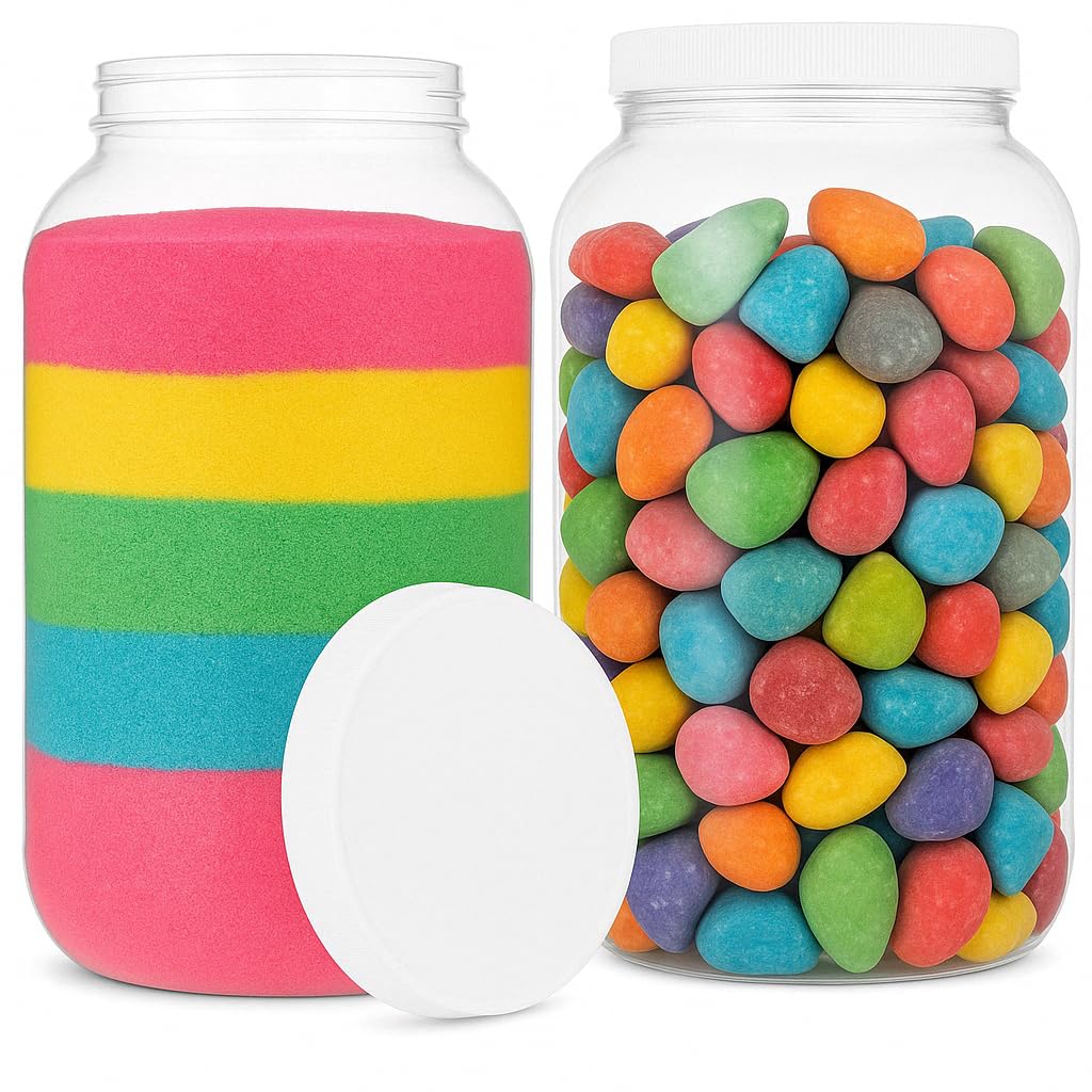 kitchentoolz 1 Gallon Plastic Jar with Airtight Lid – Wide Mouth Food Storage Container – Clear PET Canister – Made in USA