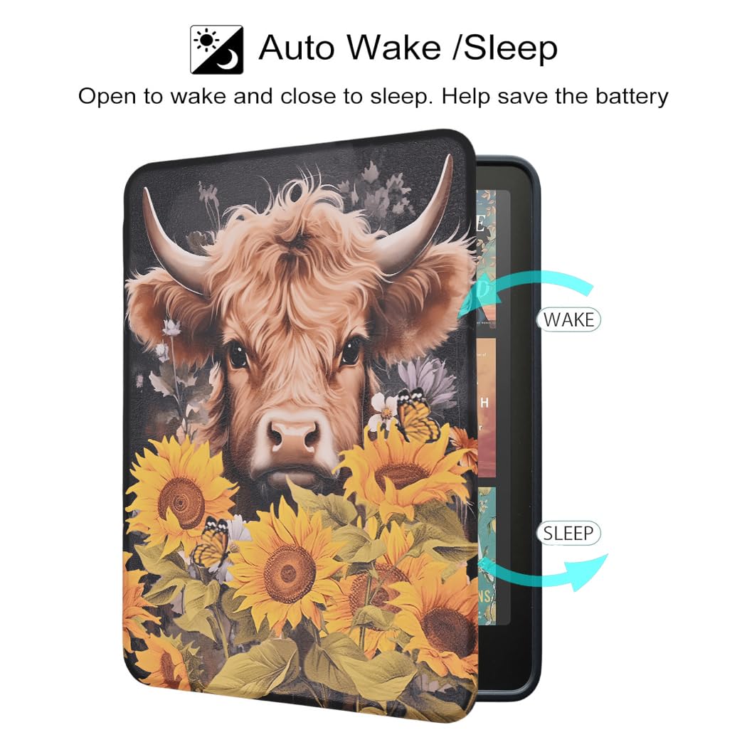 Case for All-New Kindle Paperwhite 12th Gen 2024 and Kindle Colorsoft Signature Edition, Book Lovers Gifts Lightweight PU Leather Protective Cover with Auto Sleep Wake Hand Strap
