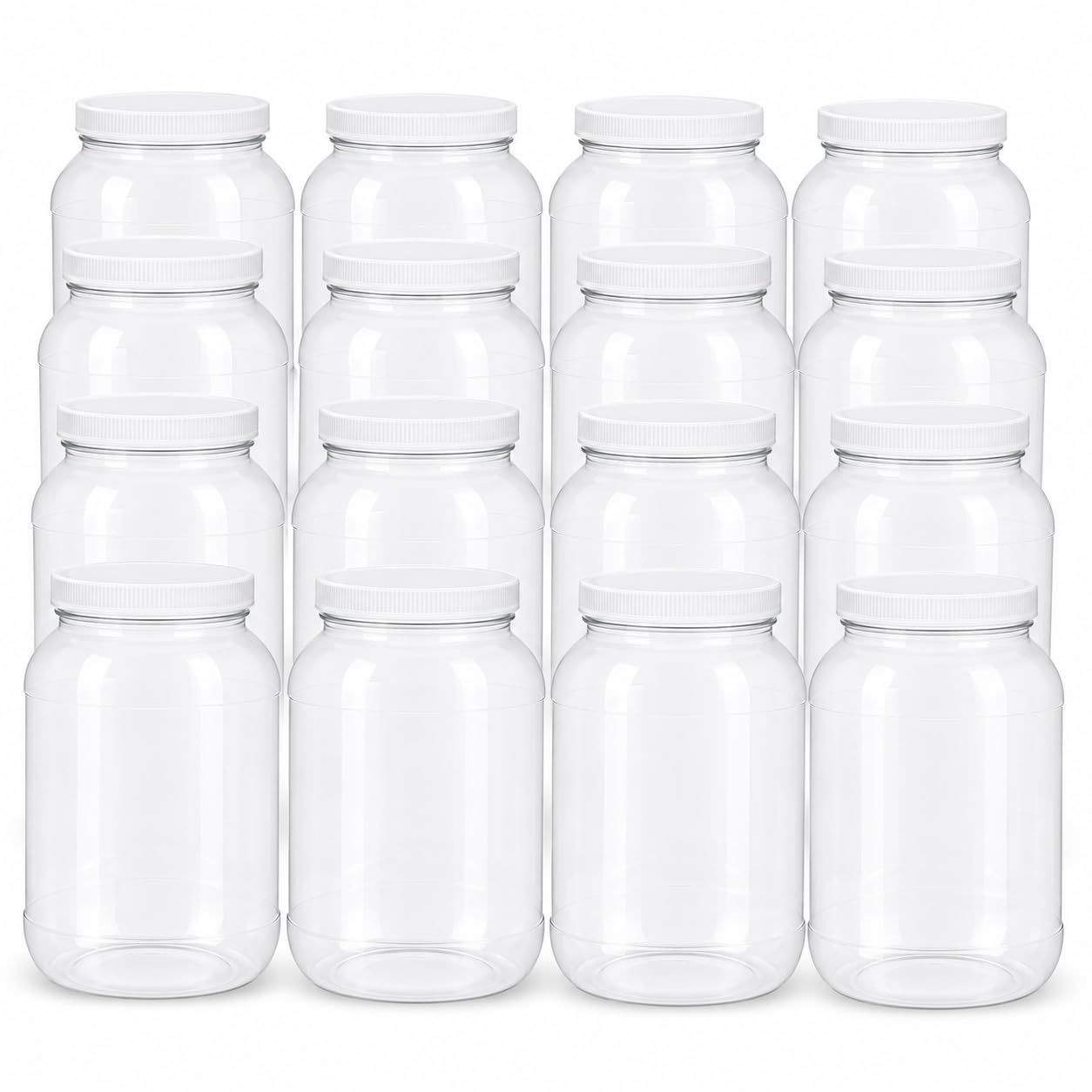 kitchentoolz 1 Gallon Plastic Jar with Airtight Lid – Wide Mouth Food Storage Container – Clear PET Canister – Made in USA