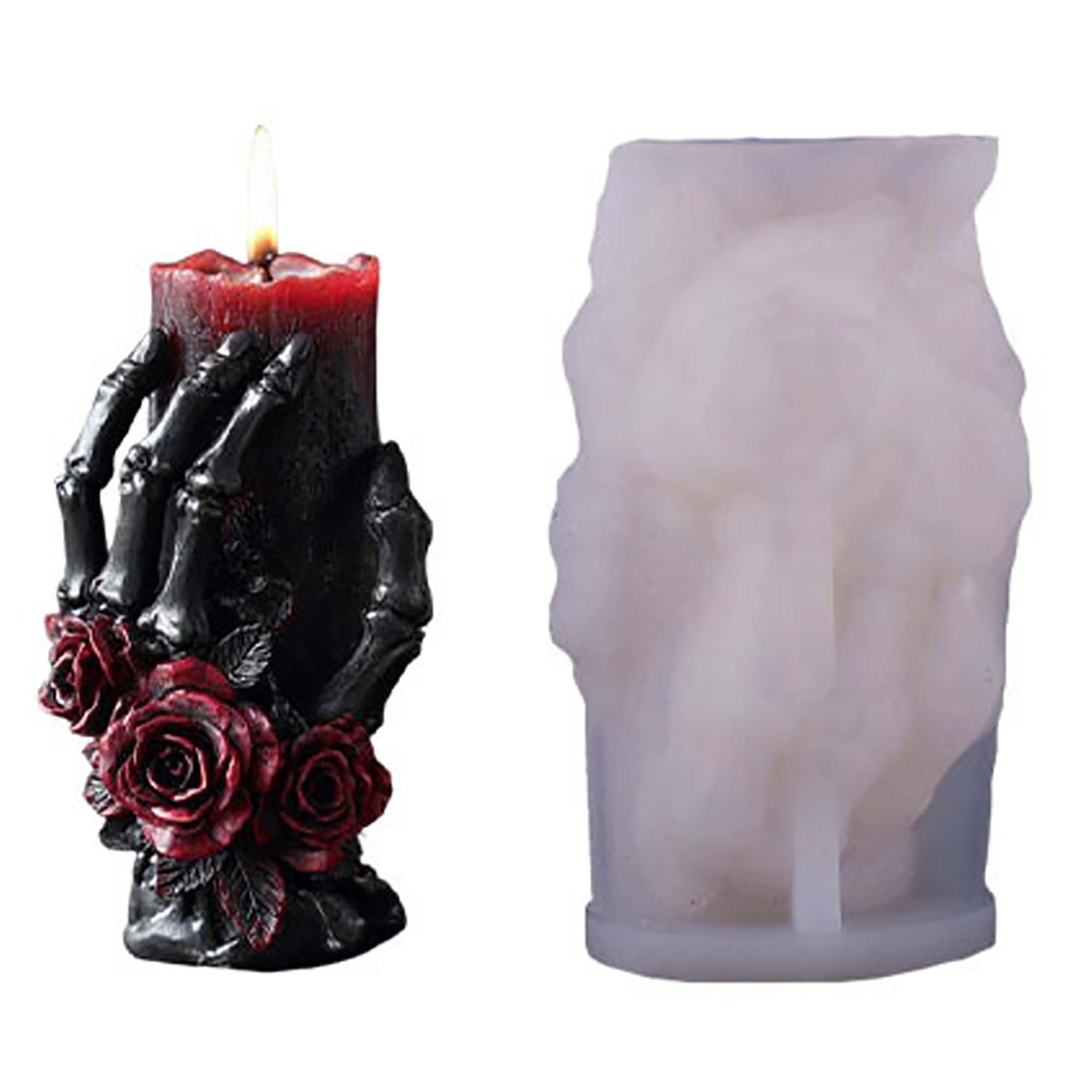 Halloween Skull Hand Ghost Cylinder Molds Silicone Wave Spiral Candle Mold - Silicone Resin Casting Molds for Candle & Resin & Soap Craft Supplies