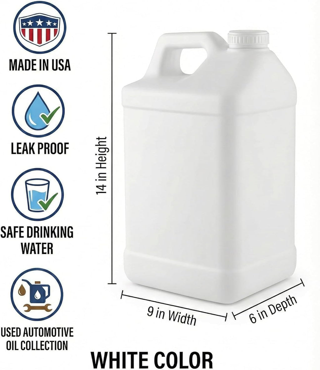 kitchentoolz 2.5 Gallon Water Jug – Water Container Heavy-Duty HDPE Carboy for Automotive Used Oil Container & Liquid Storage – 10 Liter Water Jugs with Secure Lid – Made in USA