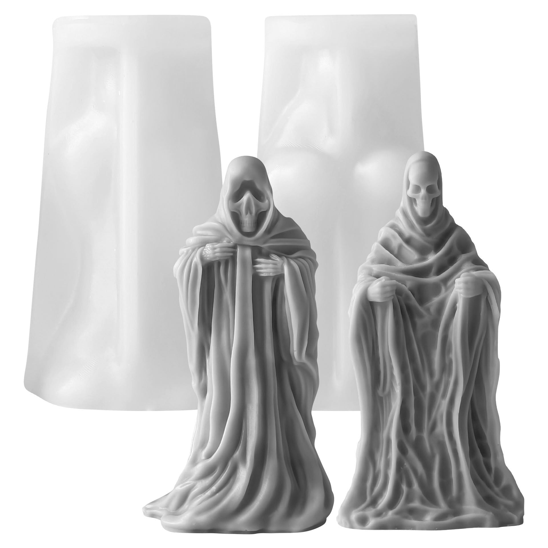 Ghost Skull Man Cylinder Candle & Resin Mold - Resin Casting Silicone Molds for Home Decor & Candle Making Wave Spiral Mold