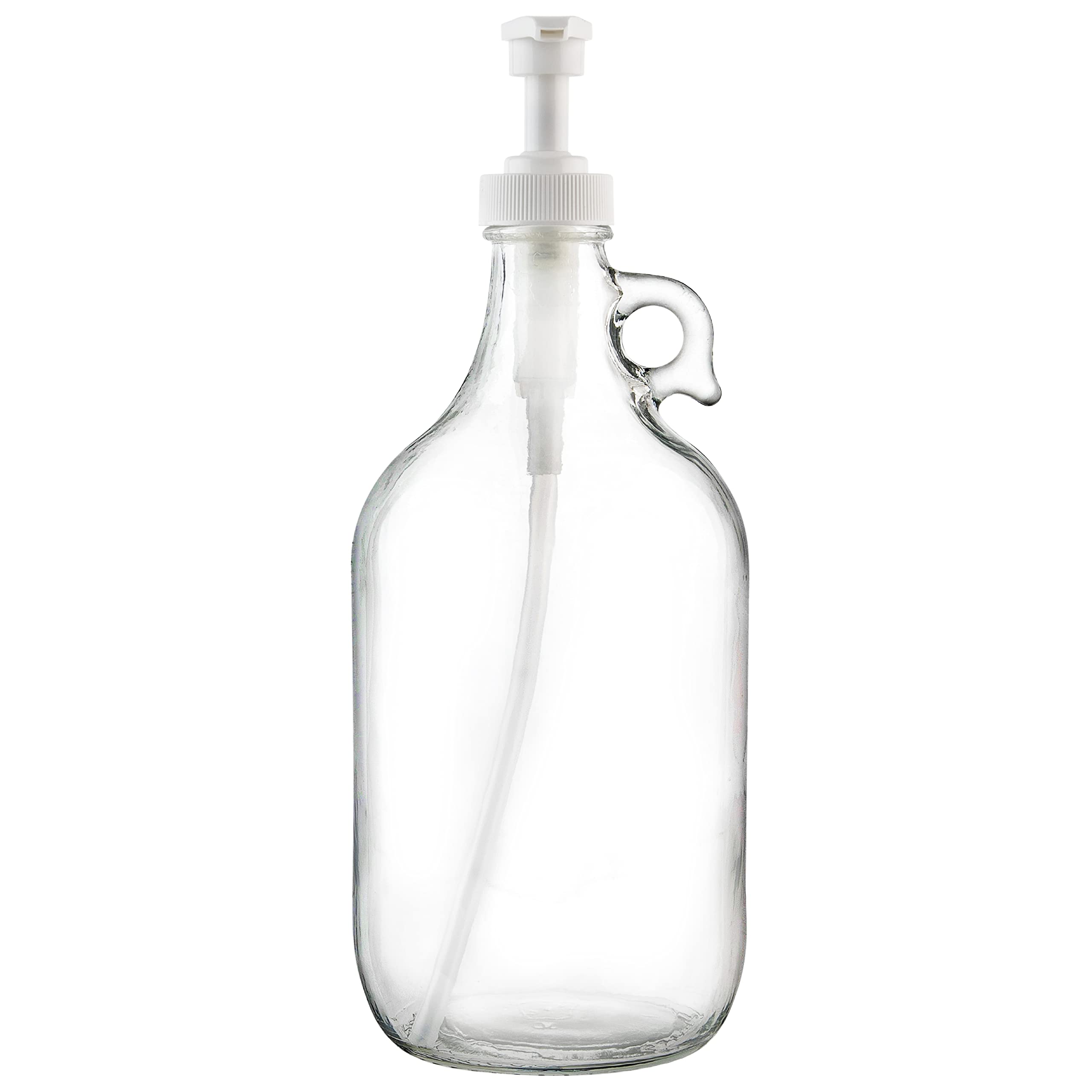 Gallon Glass Pump Dispenser Bottle, Large Jug Laundry Liquid Detergent Dispenser with Pump for Laundry Room Organization, Soap, Fabric Softener, Commercial Condiment Dispenser- 128 oz by Kitchentoolz