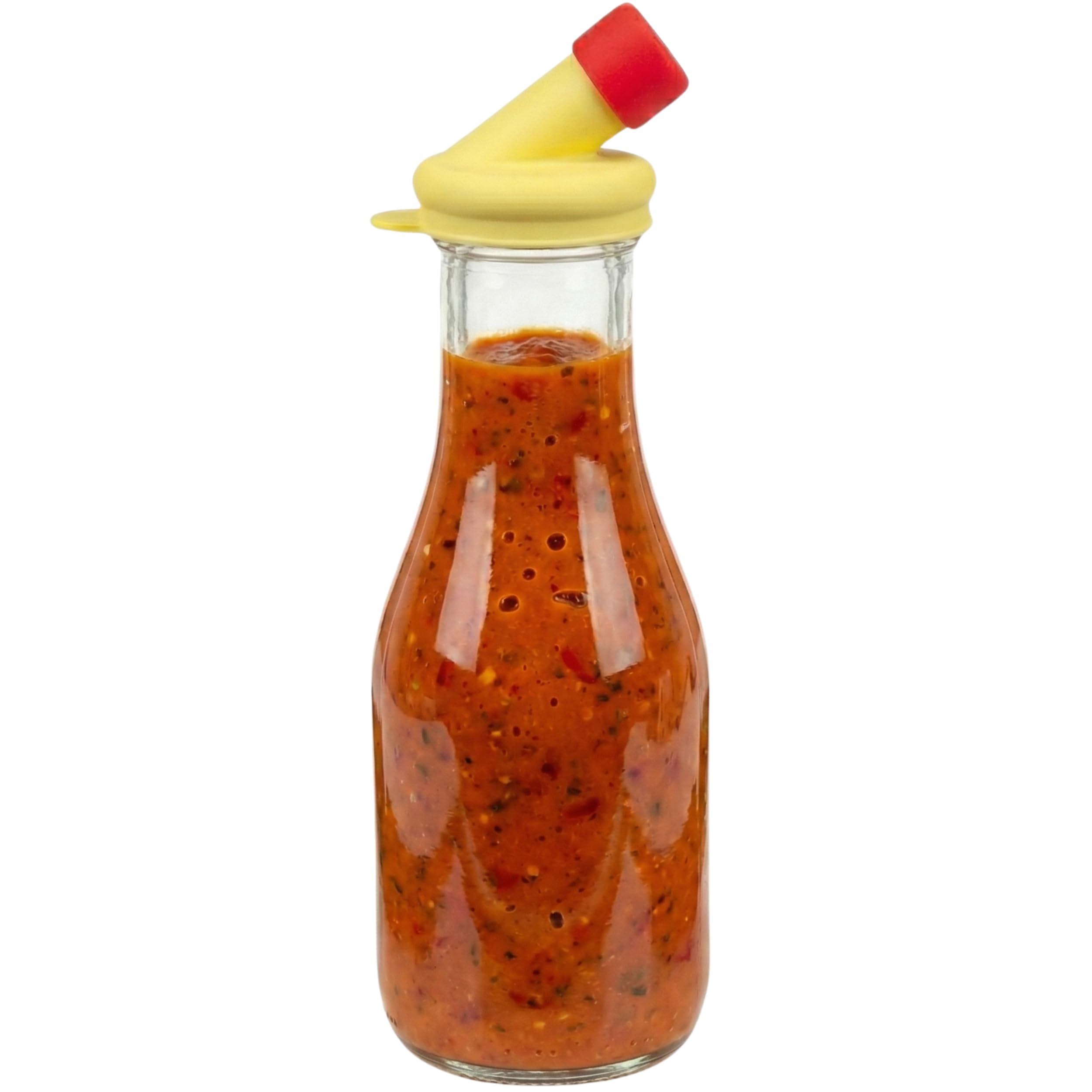 kitchentoolz 32oz Salad Dressing Shaker Bottle – Tall Glass Bottle Salad Dressing Dispenser Container with Tamper-Proof Lid – Ideal for Marinades and Sauces – 1 Pack