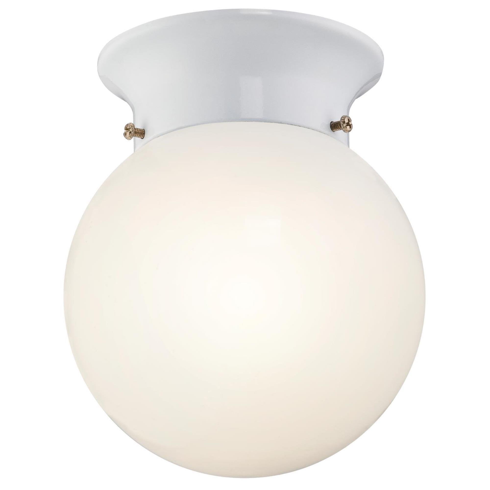 Westinghouse 6660700 Interior Ceiling Fixture 60 Watts, White Finish with Glass Globe