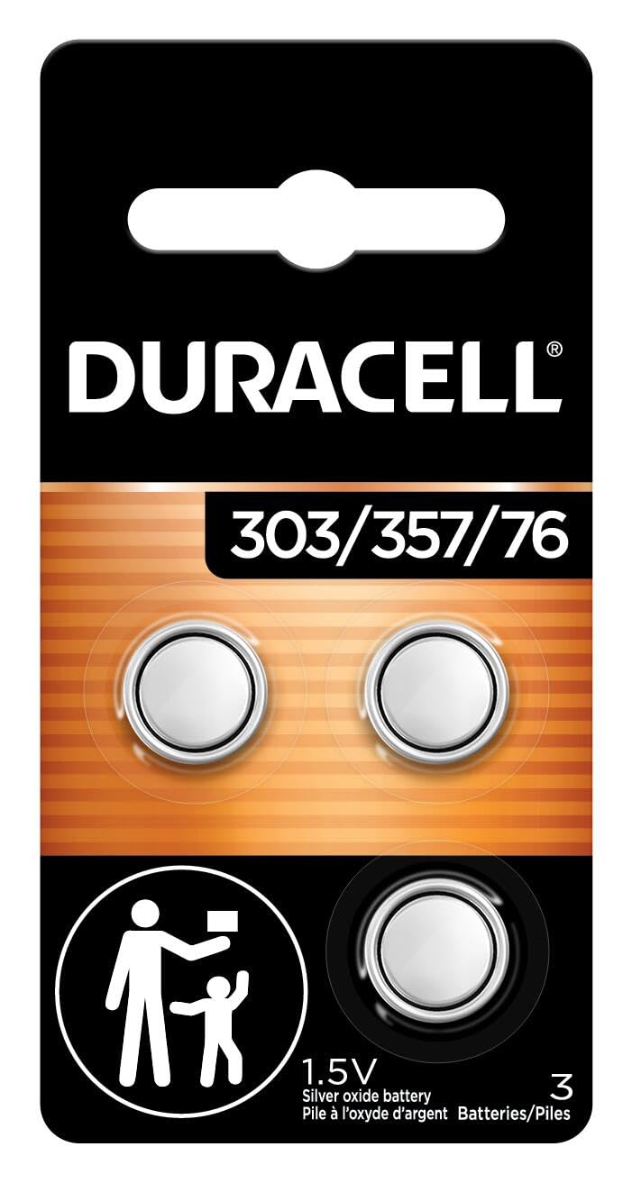 Duracell 303/357/76 Silver Oxide Button Battery, 1 Count Pack, 303/357/76 1.5 Volt Battery, Long-Lasting for Watches, Medical Devices, Calculators, and More