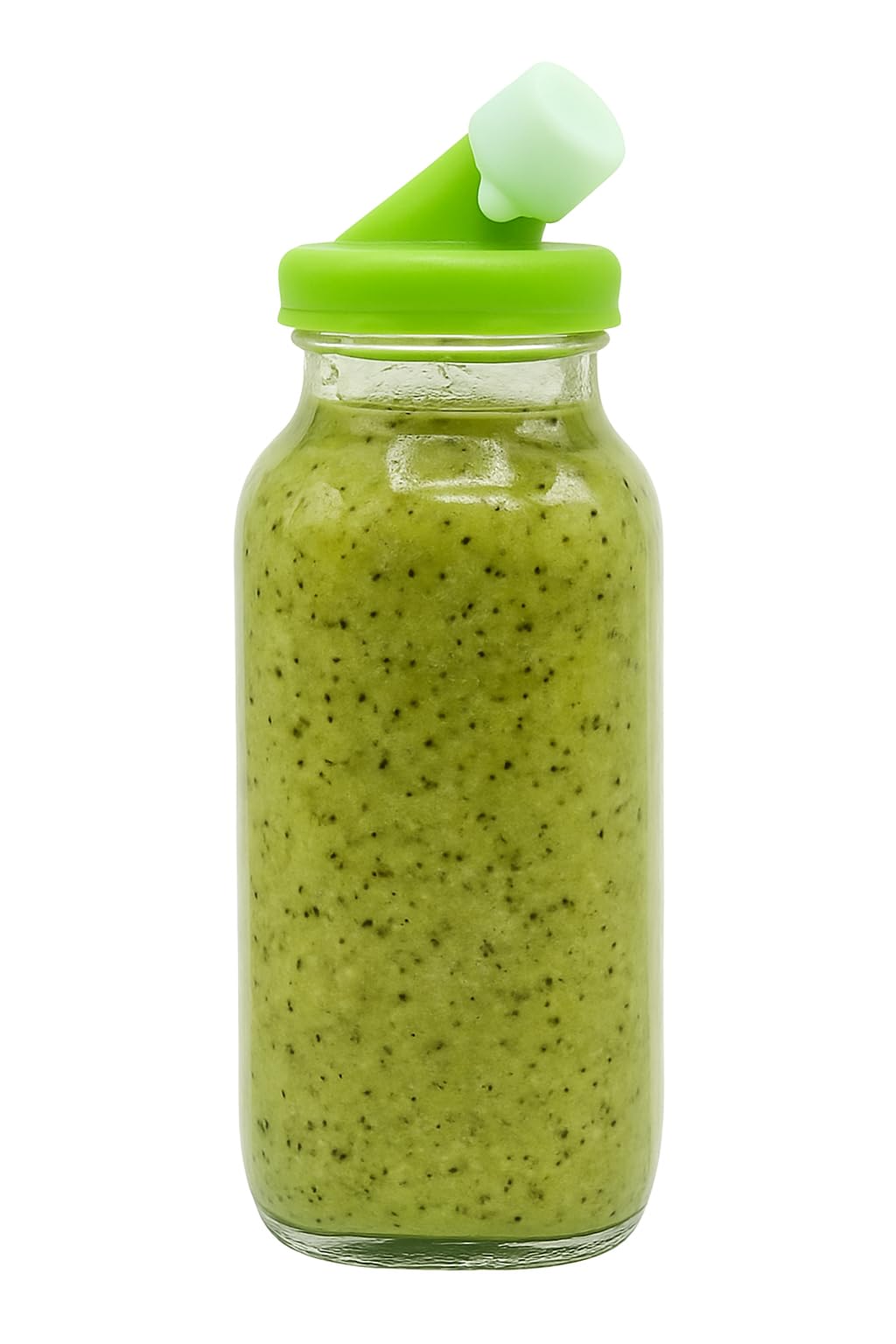 kitchentoolz Salad Dressing Container Glass Bottles – 16oz Glass Salad Dressing Shaker Bottle 4-Pack with Non-Metal Silicone Lids for Dressings, Marinades, Sauce