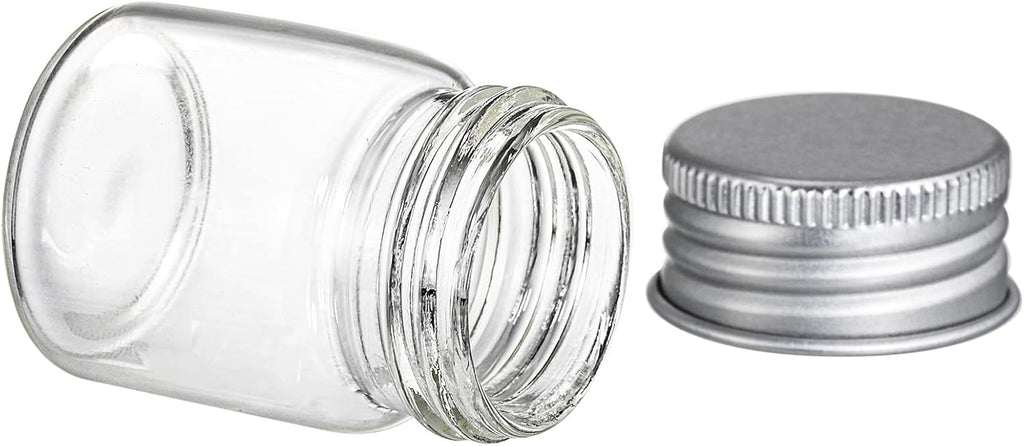 Coloch 36 Pack 15ml Empty Glass Jars with Screw Aluminum Caps, 0.5Oz Mini Cosmetics Container Jar Glass Paint Jar Refillable Oil Vials Test Bottles for Cosmetics, Chemicals, Decoration