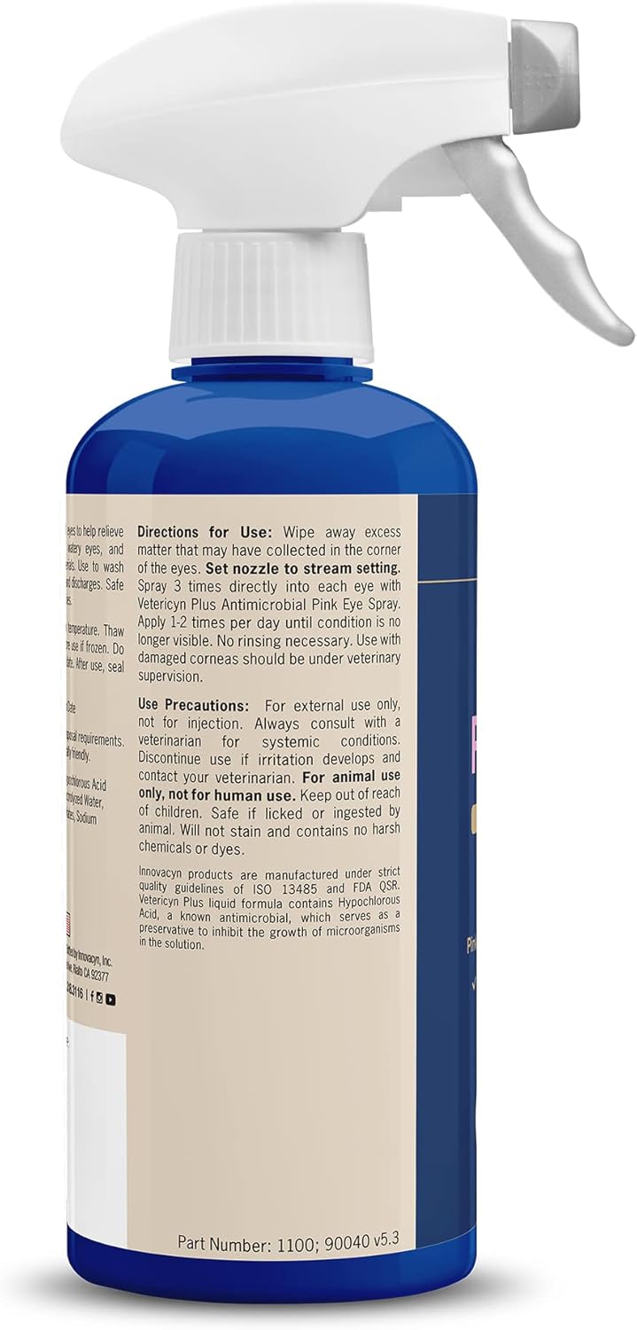 Vetericyn Plus Livestock Pink Eye Spray | Conjunctivitis Relief for Animals, Safe and Non-Toxic Formula to Relieve Redness, Irritation, and Discharge. 16 Ounces
