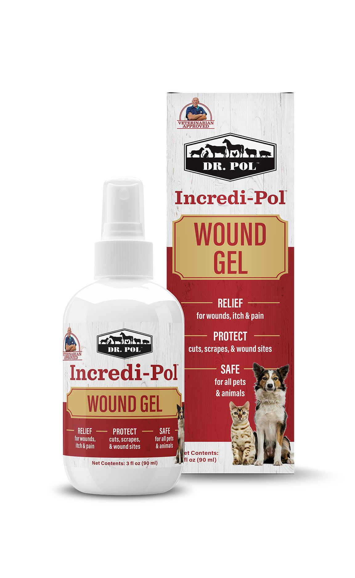 Dr. Pol Incredi-Pol Wound Spray for Dogs, Cats, Horses, and All Animals - Dog Wound Care to Clean Cuts, Scrapes, Hot Spots, and More - Repair Skin and Promote Healing - 3 Fluid Ounces