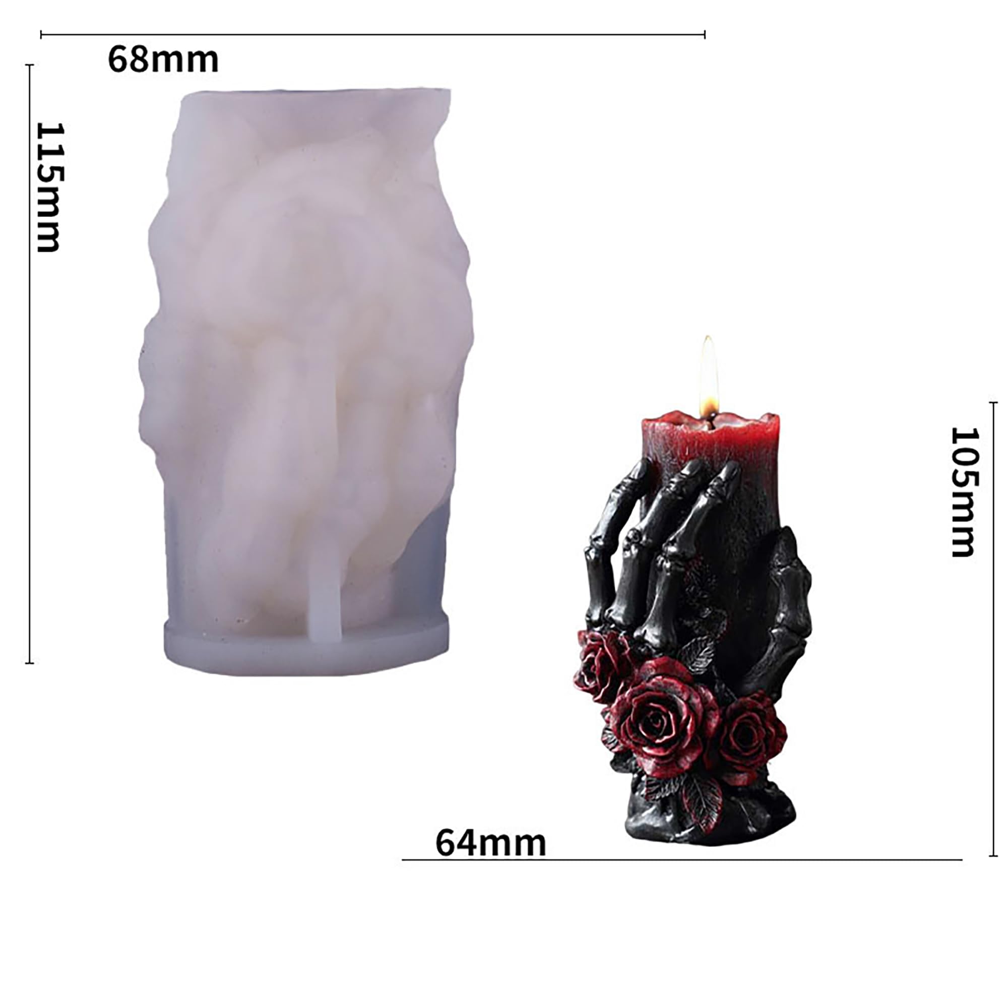 Halloween Skull Hand Ghost Cylinder Molds Silicone Wave Spiral Candle Mold - Silicone Resin Casting Molds for Candle & Resin & Soap Craft Supplies