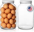 kitchentoolz 1 Gallon Glass Mason Jar with Airtight Lid for Water Glassing Eggs & Pickled Egg with Pickling Lime– Wide Mouth, BPA-Free, Made in USA – 2 Pack