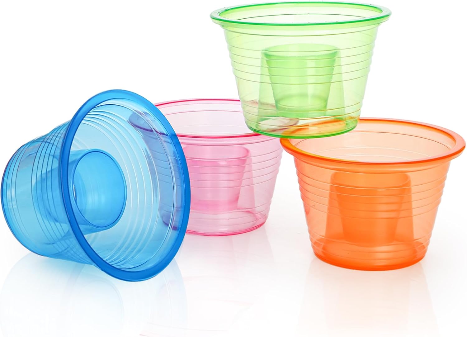 Coloch 200 Pack Plastic Bomber Cups, Disposable Bomb Cups Assorted Colors Power Bomber Double Shot Glass for Mixed Drinks, Shots, Party