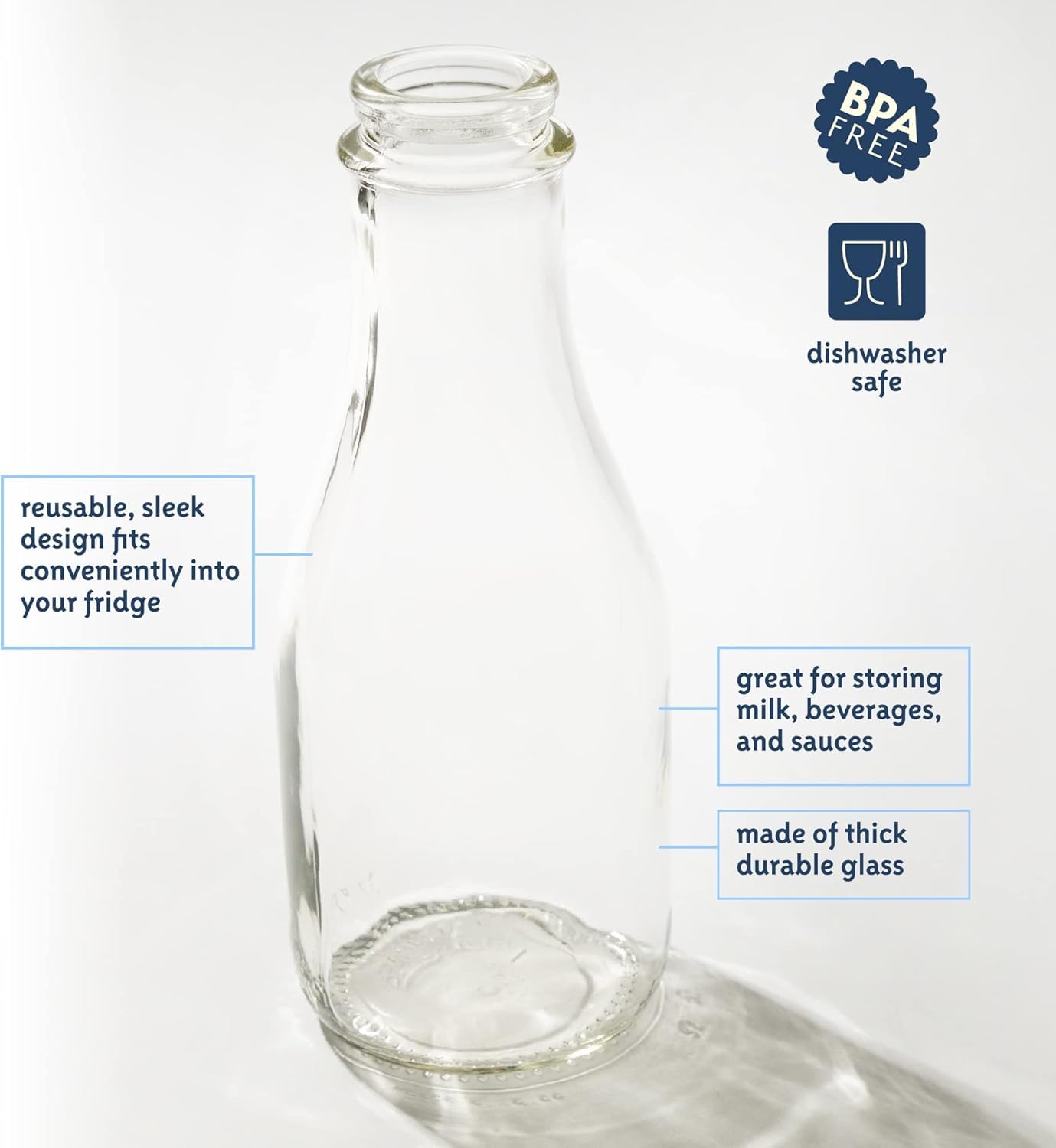 kitchentoolz 32oz Salad Dressing Shaker Bottle – Tall Glass Bottle Salad Dressing Dispenser Container with Tamper-Proof Lid – Ideal for Marinades and Sauces – 1 Pack