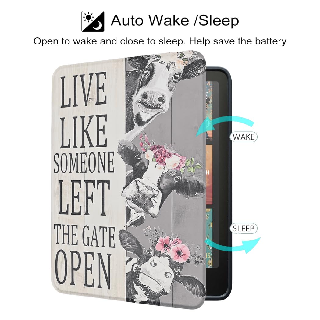 Case for All-New Kindle Paperwhite 12th Gen 2024 and Kindle Colorsoft Signature Edition, Book Lovers Gifts Lightweight PU Leather Protective Cover with Auto Sleep Wake Hand Strap